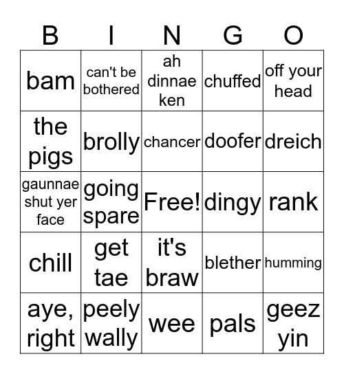 Bingo words 1 Bingo Card