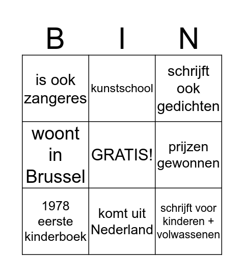 Joke Van Leeuwen Bingo Card