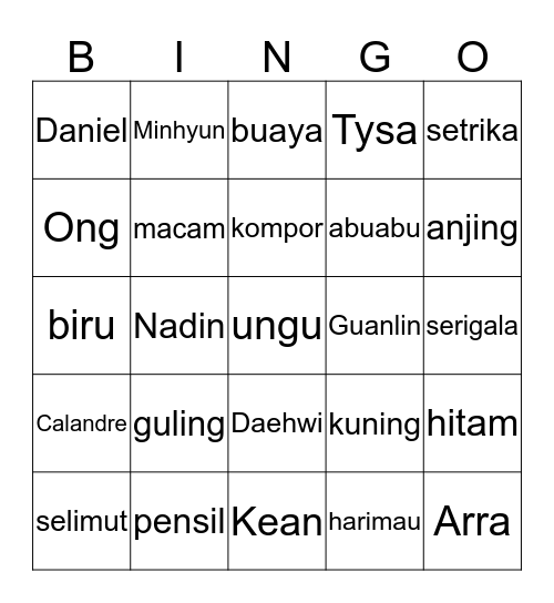 BINGO BERSAMA RAKYAT BUDUHIE NXC Bingo Card