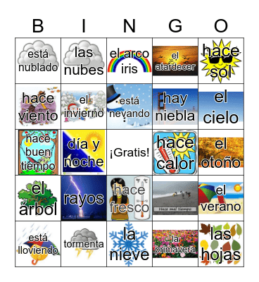 ¿Qué tiempo hace? Y las 4 estaciones Bingo Card