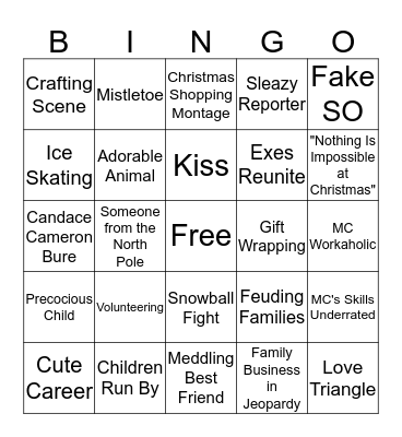Hallmark Christmas Movie Bingo Card