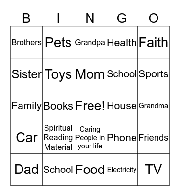 Thankful Bingo Card