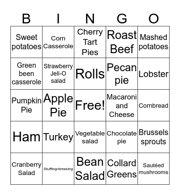 Thanksgiving Bingo Card
