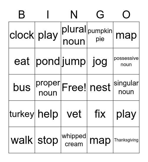 Thanksgiving and U2 Review Bingo Card