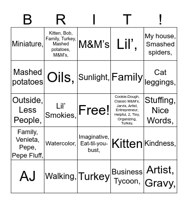 It’s Brittany  Bingo Card