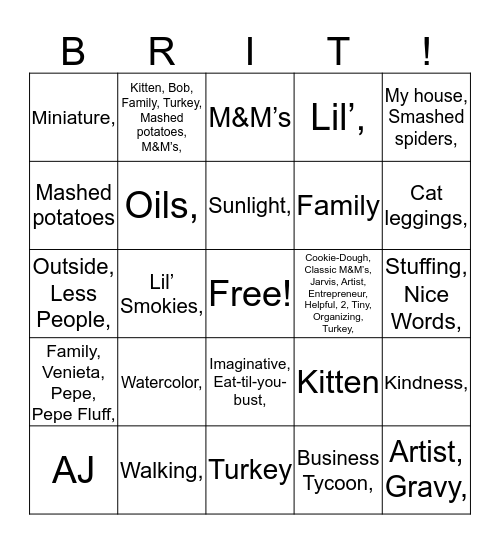 It’s Brittany  Bingo Card