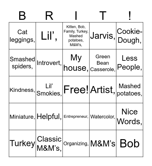 It’s Brittany  Bingo Card