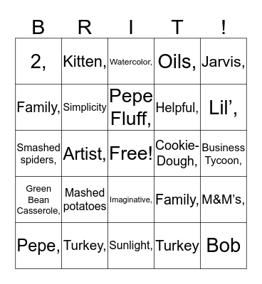 It’s Brittany  Bingo Card