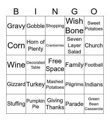 Turkey Trouble Bingo Card