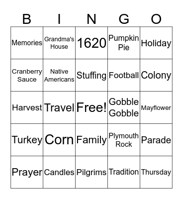 Thanksgiving Bingo Card