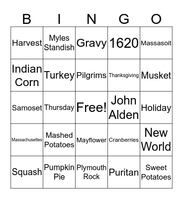 Thanksgiving Bingo! Bingo Card