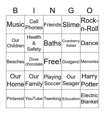 Our Thanksgiving 2017 Bingo Card