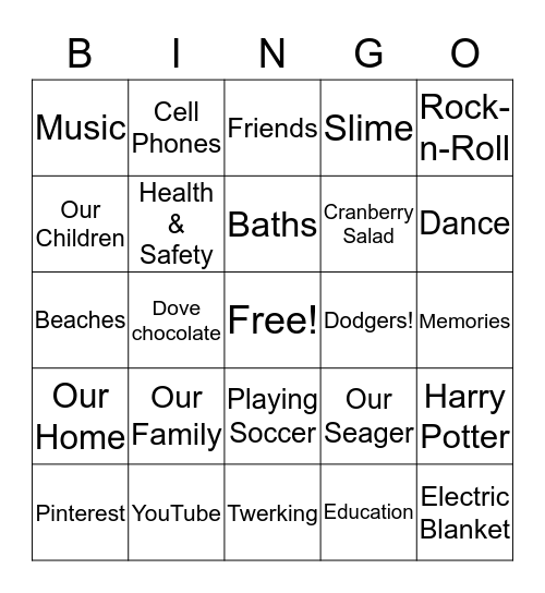 Our Thanksgiving 2017 Bingo Card