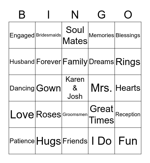 ENGAGEMENT PARTY BINGO Card