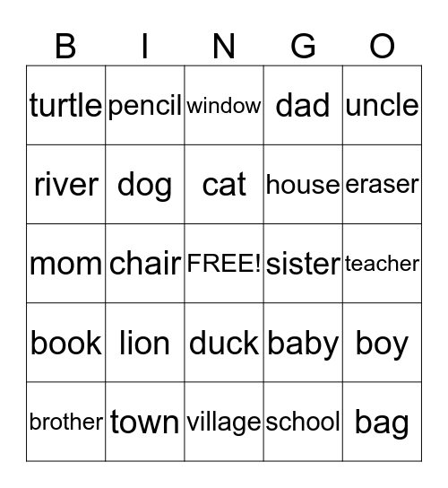 NOUNS Bingo Card