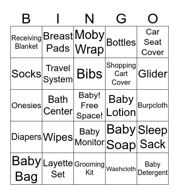 Brandi's Registry Bingo Card