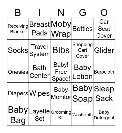 Brandi's Registry Bingo Card