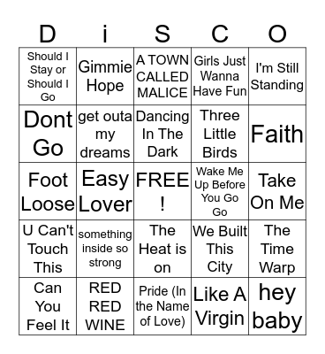 Tony Ks 80s Disco Bingo  Bingo Card