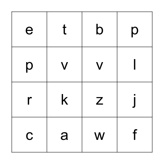 ABC Bingo  Kathryn & Lily Bingo Card
