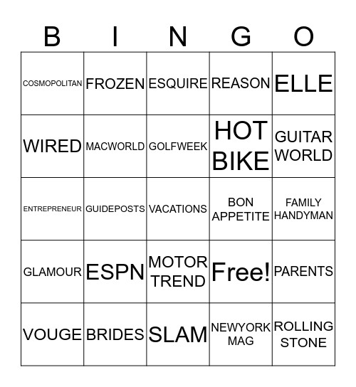 Sales Bingo Card