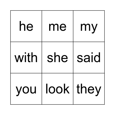 I can read! Bingo Card