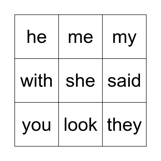 I can read! Bingo Card