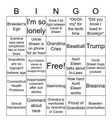 Thanksgiving 2017 Bingo Card