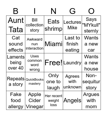 Thanksgiving Bingo Card