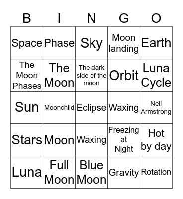 Moon  Bingo Card