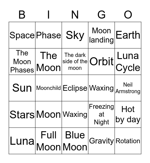 Moon  Bingo Card