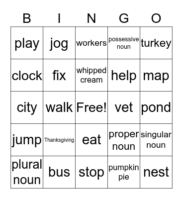THANKSGIVING AND G1 U2 REVIEW Bingo Card