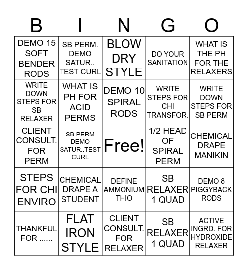 CHEMICAL TEXTURES Bingo Card