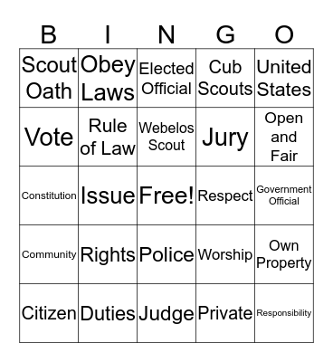 Building a Better World Bingo Card