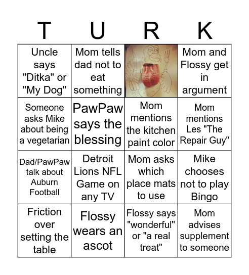 Gafford Thanksgiving 2017 Bingo Card