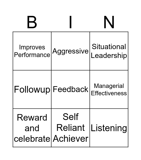 Managerial Effectiveness Bingo Card