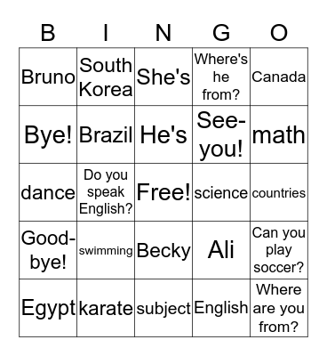 Chapter 8 Lesson 3 & 4  Bingo Card