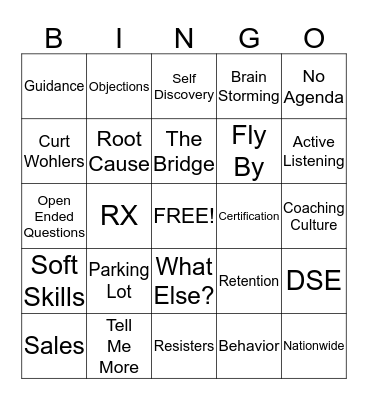 Coaching Bingo  Bingo Card