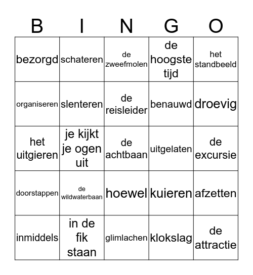 Themawoorden taal thema 3 Bingo Card