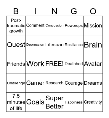 Jane McGonigal: Ted Talk Bingo Card