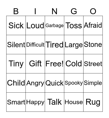 SYNONYM Bingo Card