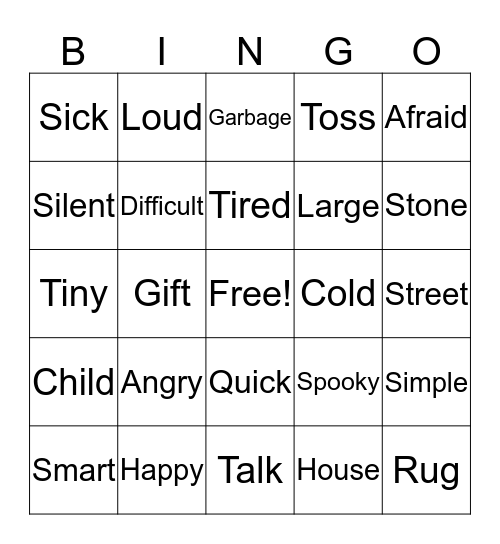 SYNONYM Bingo Card