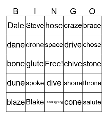 King Ed Bingo Card