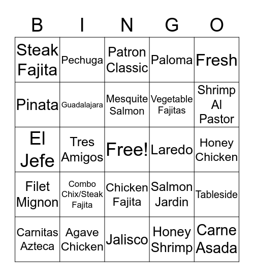 Julio's Bingo Card