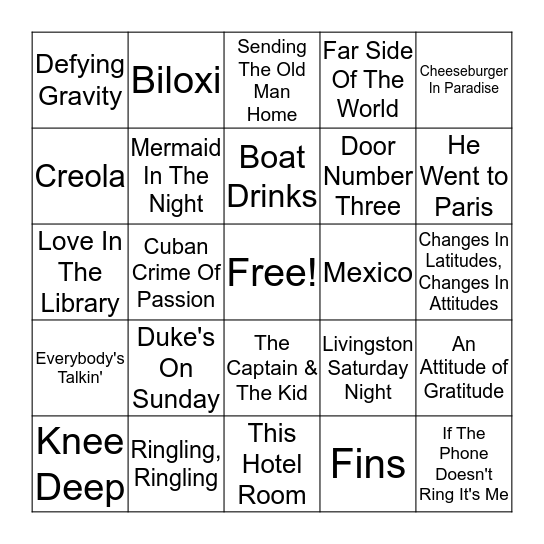 Buffett Bingo Card