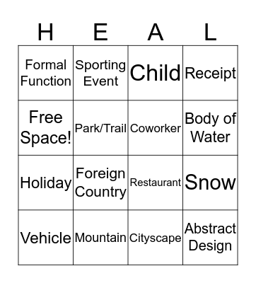 LiveWell Summit Photo Bingo  Bingo Card