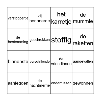 Woordpakket 9 Bingo Card