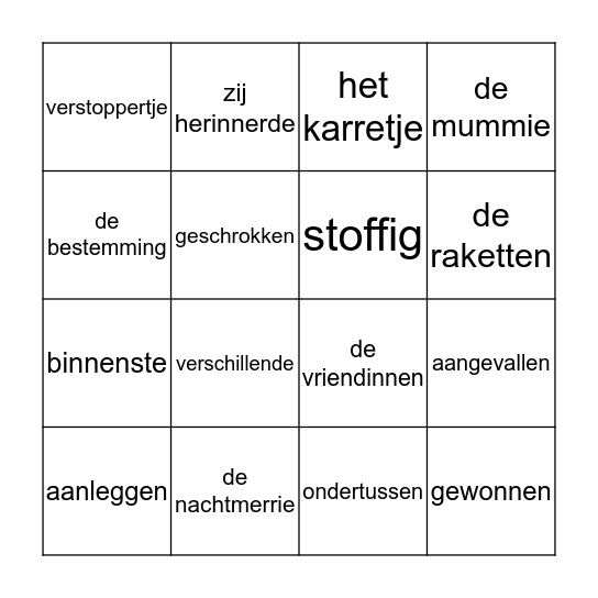 Woordpakket 9 Bingo Card