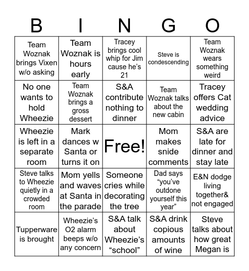 The Great Family Thanksgiving Bingo Card