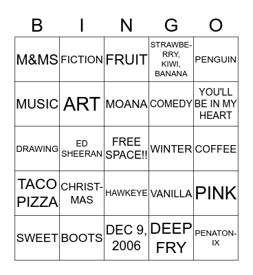 Do you know Stefani? Bingo Card