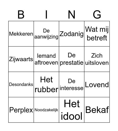 Thema 2 Bingo Card
